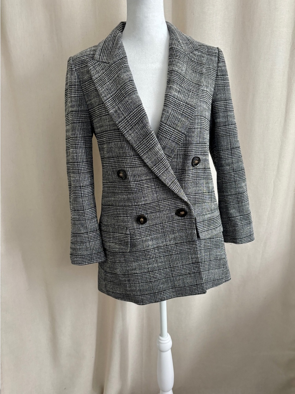 H&M Plaid Double-Breasted Blazer — Size 2
